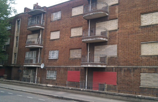 boarded up council homes